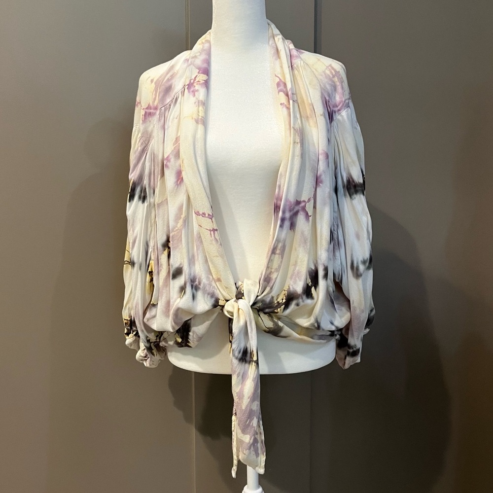 Young, Fabulous, & Broke “Carmen Top”. Tie Dye w/ Front Knot. 100% Rayon Fabric.